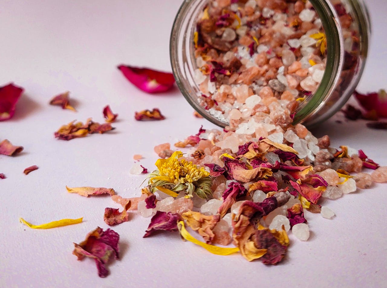 Rocks and Herbs Spilled Out of Jar